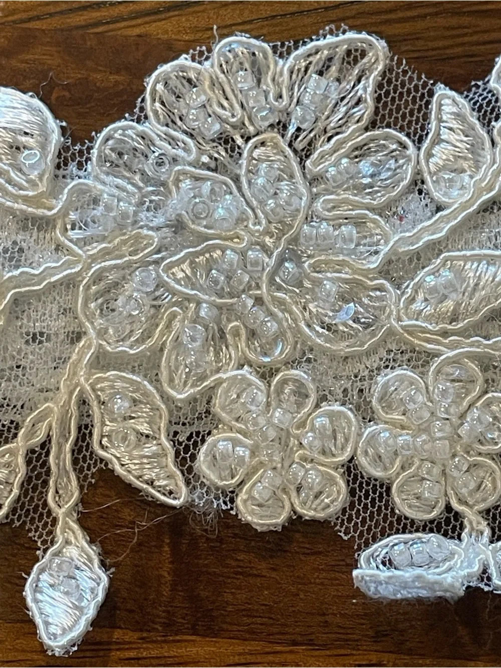 Heirloom Bridal White Lace Floral Appliqué Garter